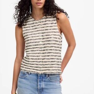 Madewell Crewneck Sweater Vest Stripe Tank Style Shirt Top Medium boho boxy